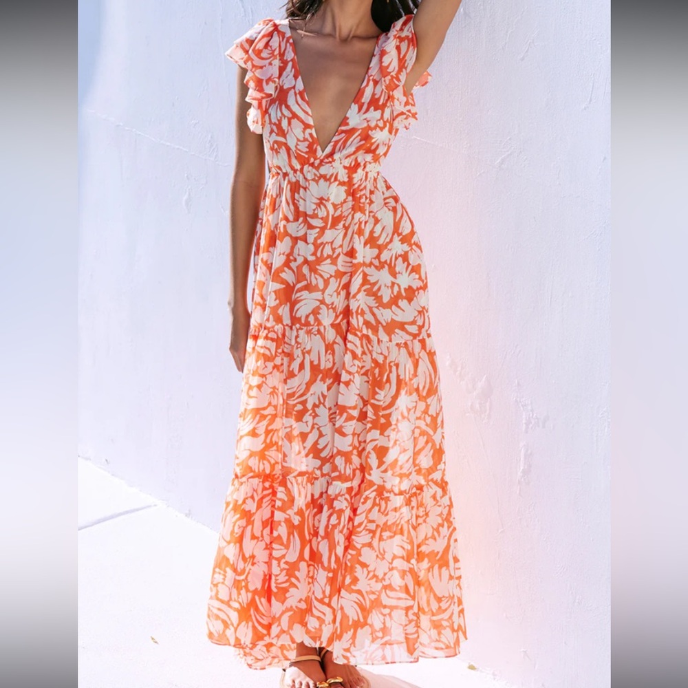 Floral Orange Maxi Dress